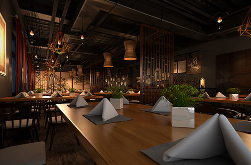 鹤壁简约大气中式风格餐厅设计装修效果图