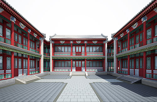 鹤壁北京四合院设计古建筑鸟瞰图展示