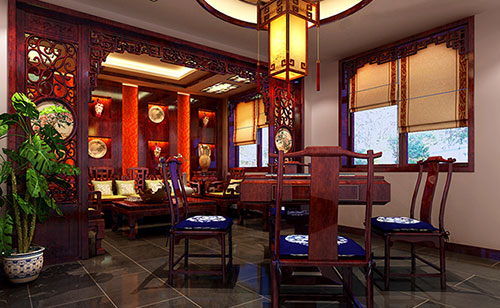 鹤壁古典中式风格茶楼包间设计装修效果图