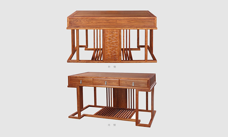 鹤壁 别墅中式家居书房装修实木书桌效果图