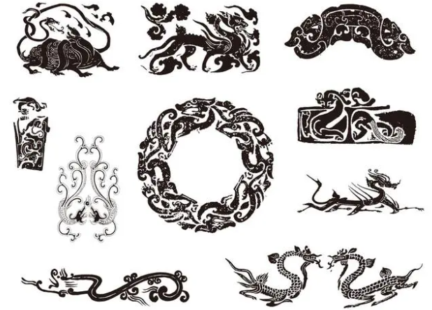 鹤壁龙纹和凤纹的中式图案